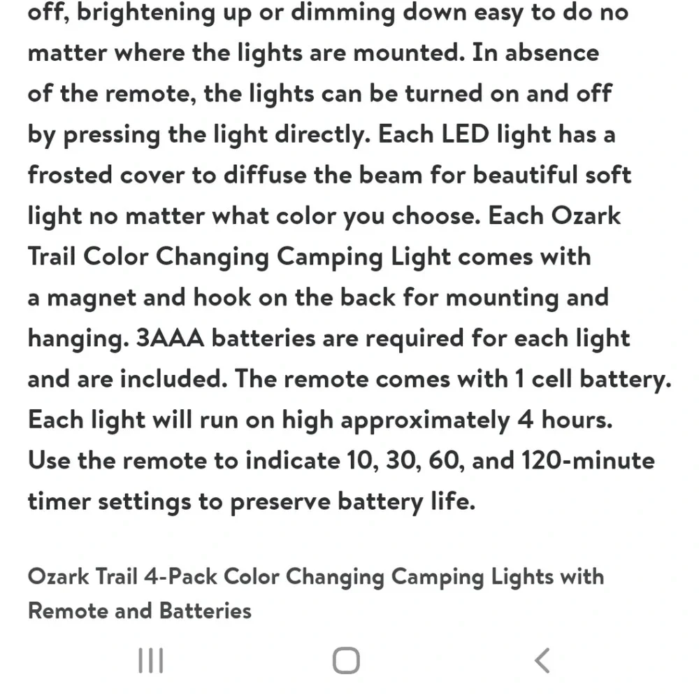 Ozark Trail LED Remote Control Camping Lights 4 Pack Lights NWT